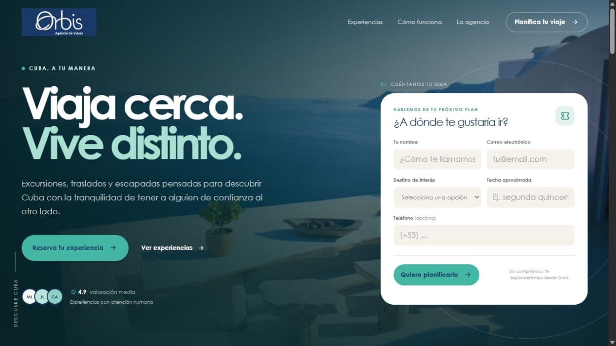 Vista previa del sitio web de Orbis Travel